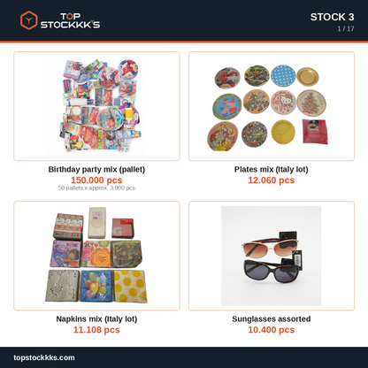 Party Program + Pallet Stock Lot — 231.569 pcs — 50.000 EUR