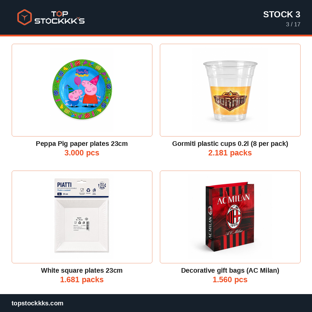 Party Program + Pallet Stock Lot — 231.569 pcs — 50.000 EUR
