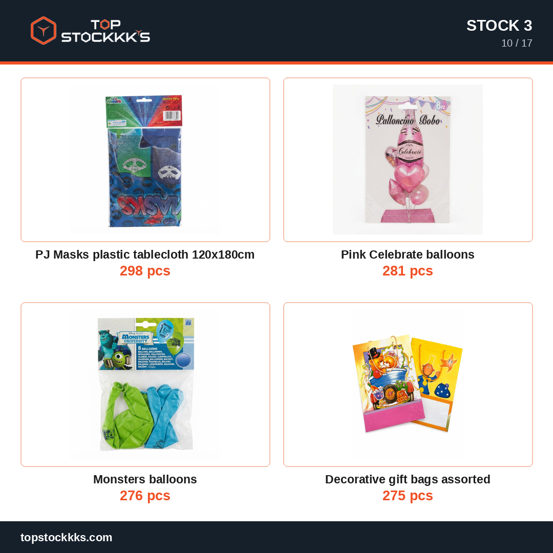 Party Program + Pallet Stock Lot — 231.569 pcs — 50.000 EUR