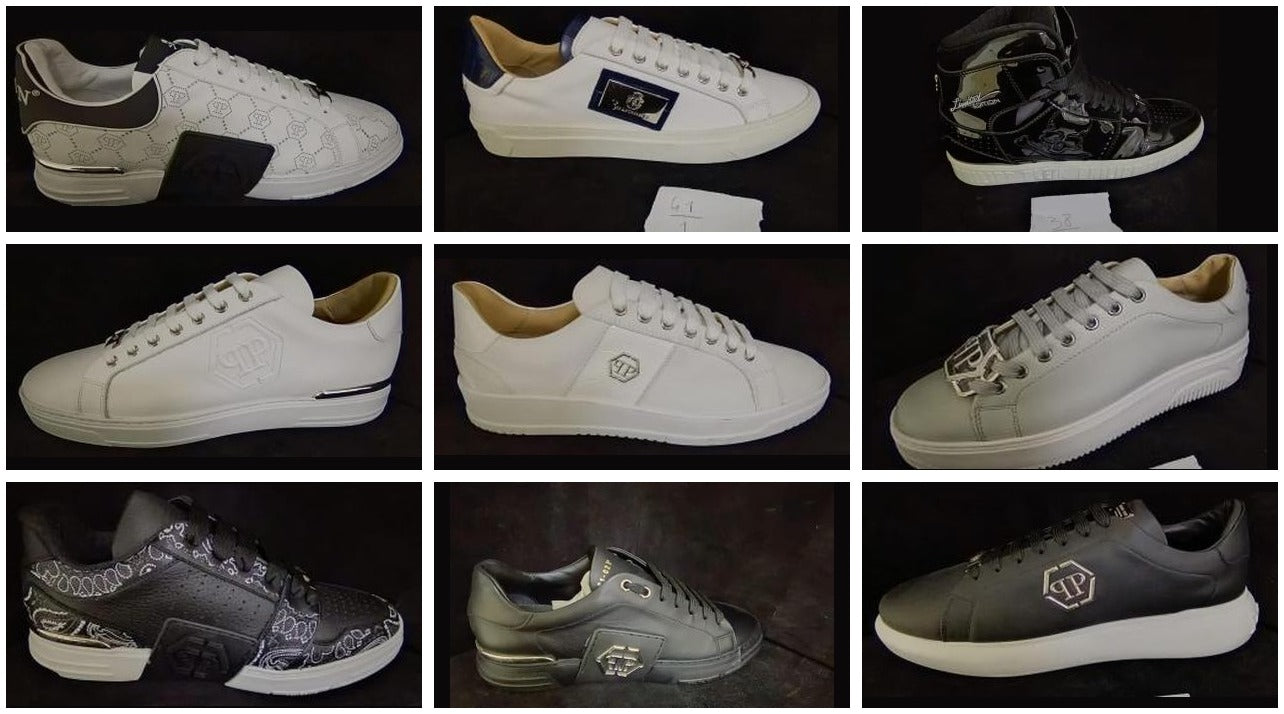 Philipp Plein and Billionaire designer sneaker lot 1, nine pairs collage