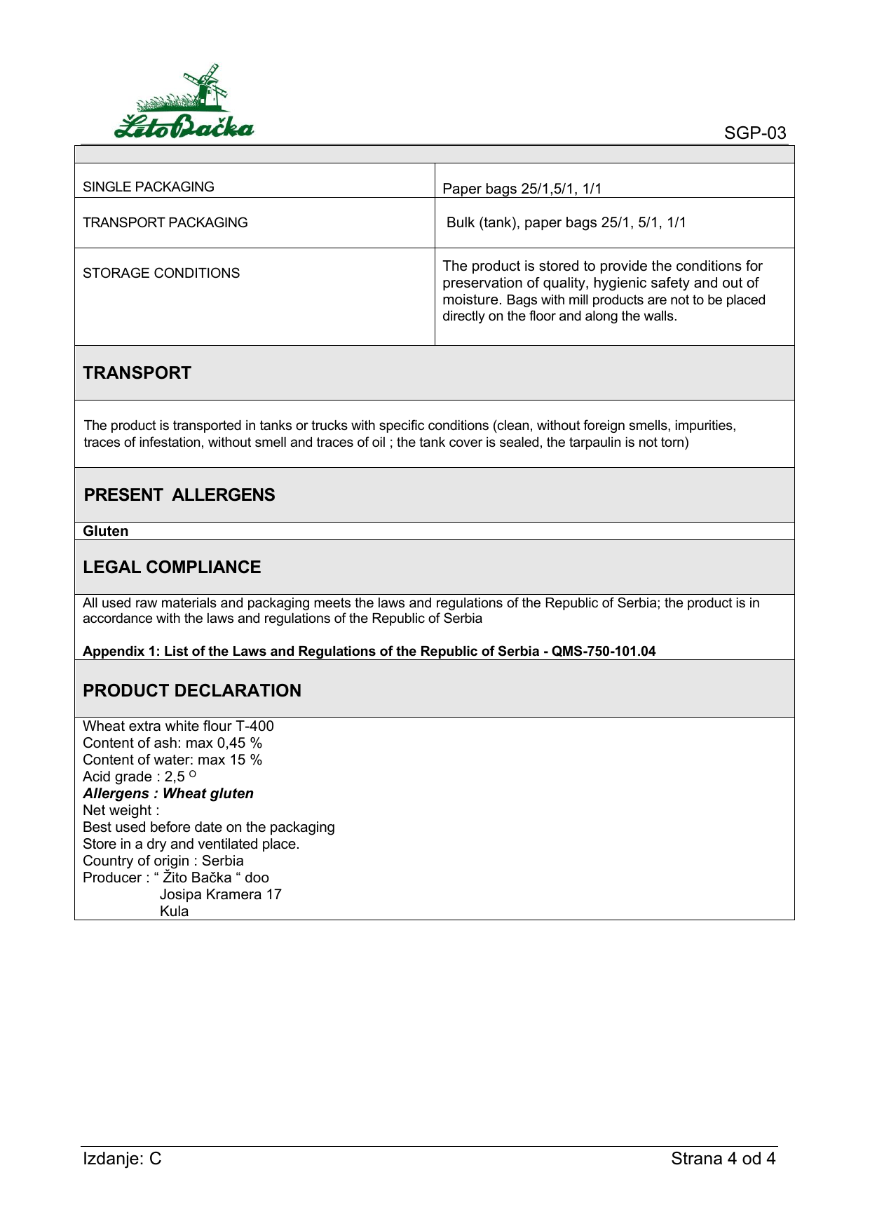 T-400 specification page 3