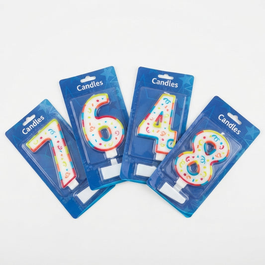 Birthday cake candles various numbers - length 11cm - width 7cm - 989 pcs
