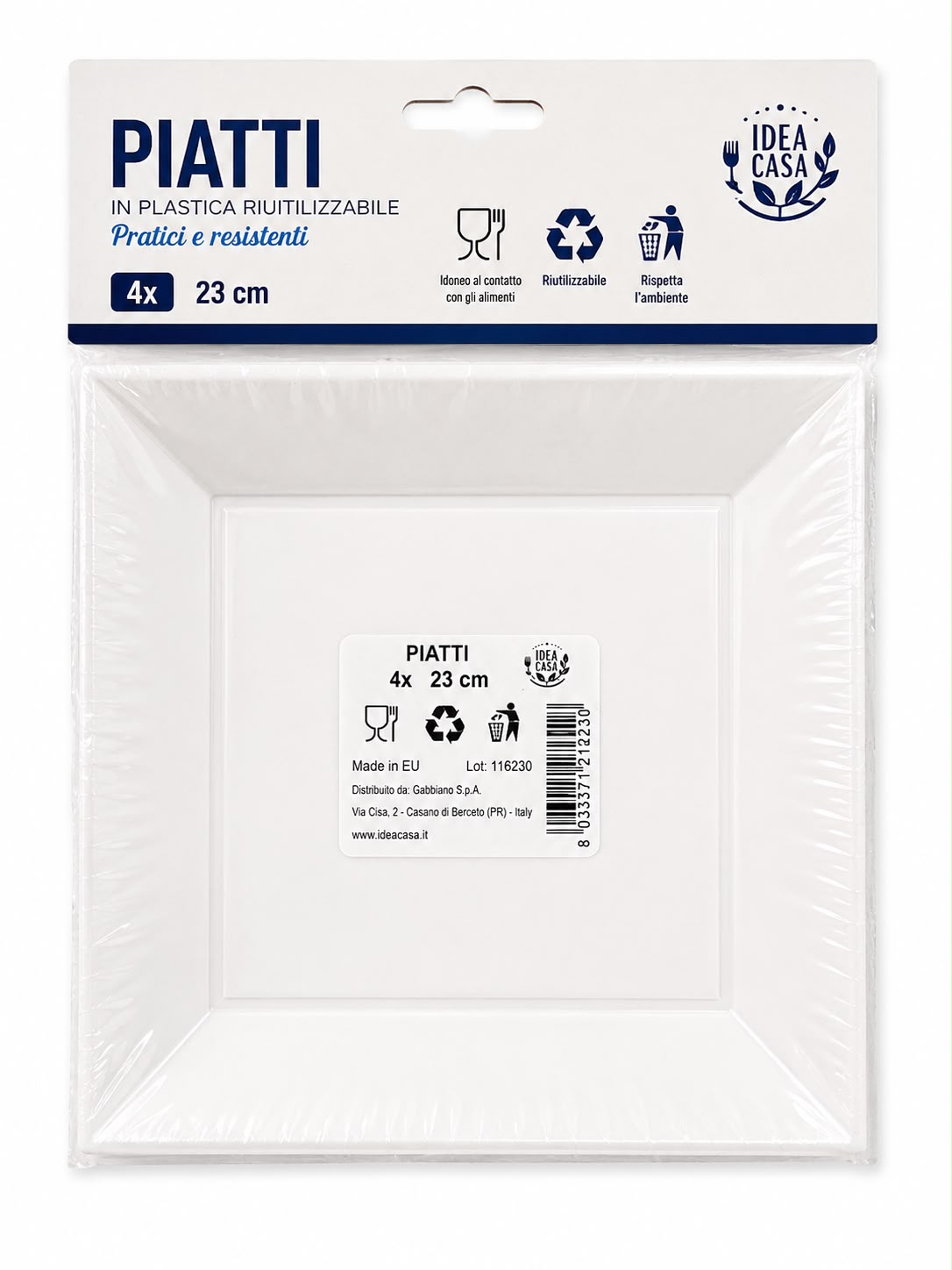 White square plates 23cm - 1681 pcs